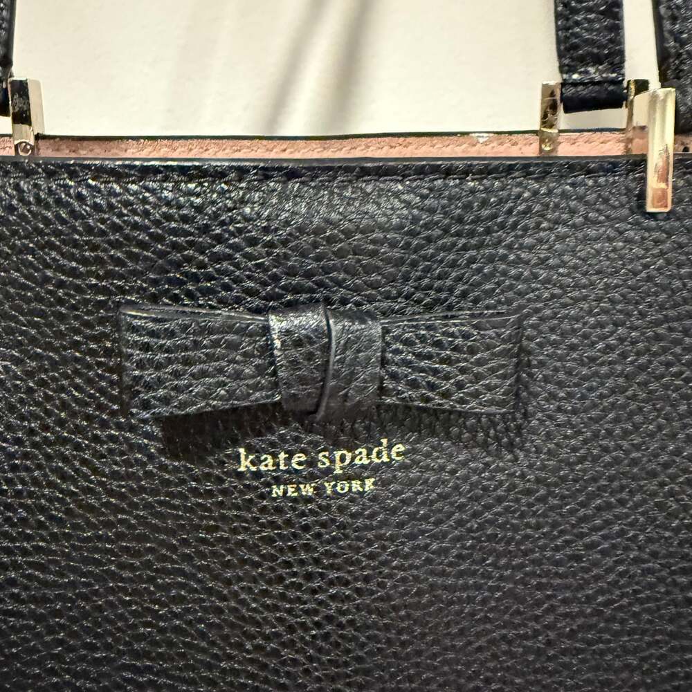 Kate Spade Gwyn Pershing Street Black Pebbled Leather Bow Satchel
